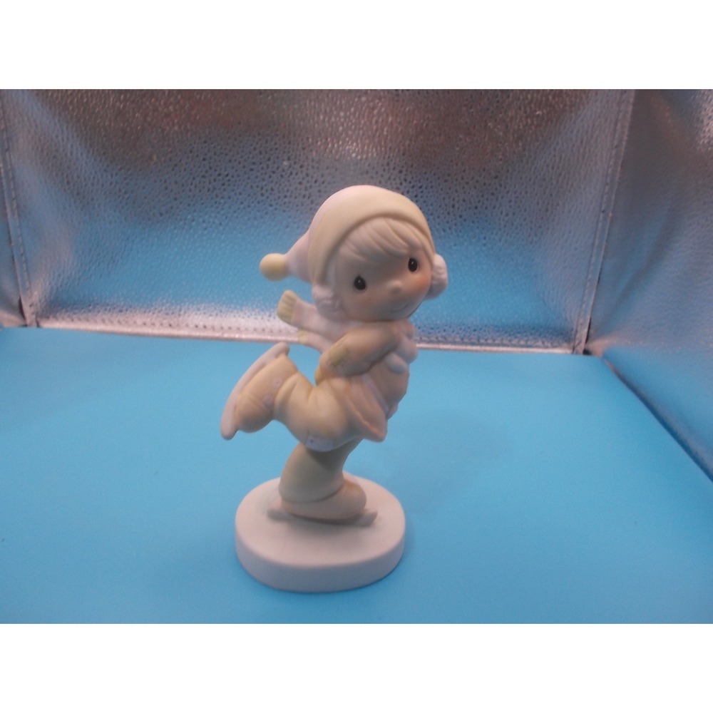 Precious Moments Dropping In For Christmas Figurine 1981 Ice Skater E-7594